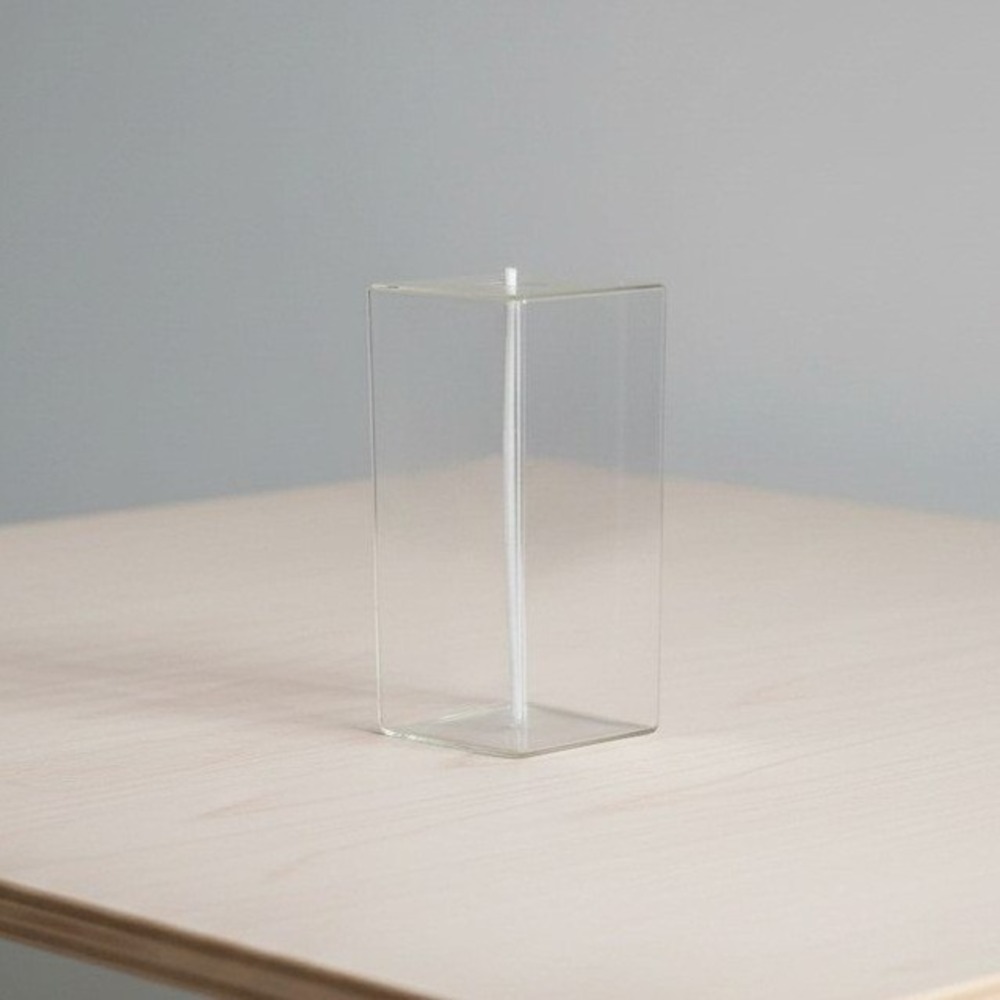 Firelight Glass 7" Diamond Oil Candle Lamp #287, Handblown Clear Glassware Decor